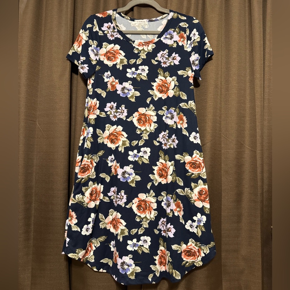 Viamor Floral Navy Dress, Size S
